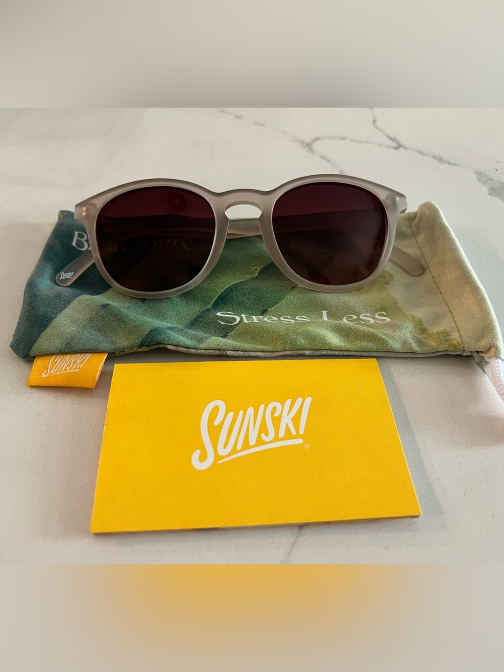 Sunski Matte Taupe Frame Sunglasses with Burgundy Lenses